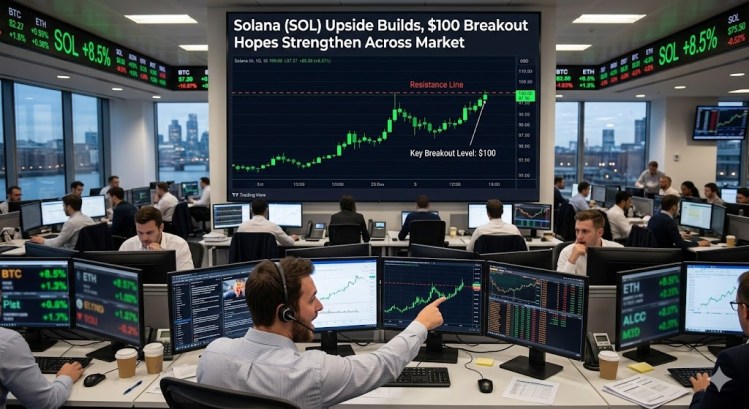 Solana (SOL) Upside Builds, $100 Breakout Hopes Strengthen Across Market